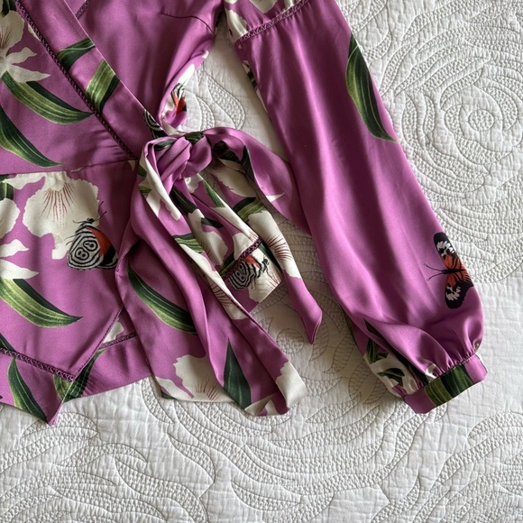 PatBO - Orchid Print Wrap Blouse - Violet - Picture 5 of 14